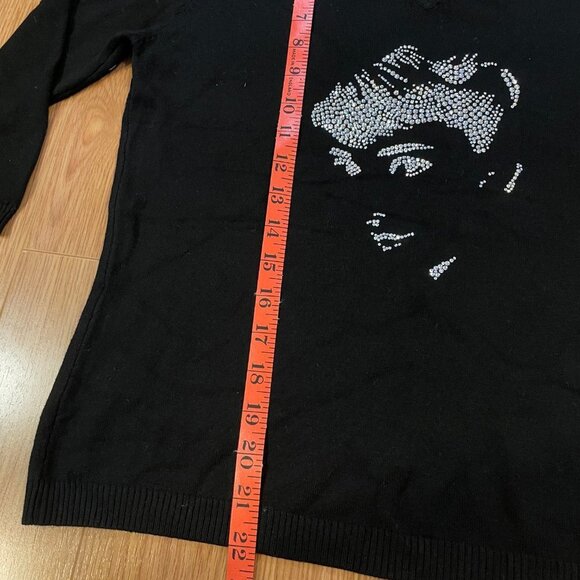 Vintage Audrey Hepburn Crystal V-Neck Sweater - S - Picture 8 of 9